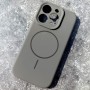 Чехол для iPhone 15 Pro, силиконовый серый, защита камеры, Magsafe