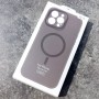 Чехол для iPhone 15, силиконовый серый, защита камеры, Magsafe