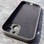 Чехол для iPhone 15, силиконовый серый, защита камеры, Magsafe