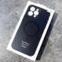 Чехол для iPhone 16 Pro, силиконовый черный, защита камеры, Magsafe