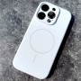 Чехол для iPhone 16 Pro, силиконовый белый, защита камеры, Magsafe