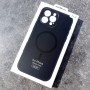 Чехол для iPhone 16, силиконовый черный, защита камеры, Magsafe