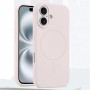 Чехол для iPhone 16, силиконовый розовый, защита камеры, Magsafe
