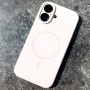 Чехол для iPhone 16, силиконовый розовый, защита камеры, Magsafe