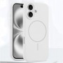 Чехол для iPhone 16, силиконовый белый, защита камеры, Magsafe