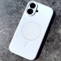 Чехол для iPhone 16, силиконовый белый, защита камеры, Magsafe