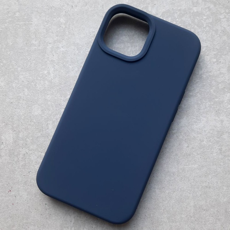 Чехол для iPhone 13, Silicone Case Premium темно-синий матовый