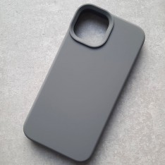 Чехол для iPhone 14, Silicone Case Premium серый асфальт