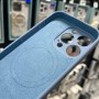Силиконовый чехол с magsafe для iPhone 15 Pro, защита камеры, голубой