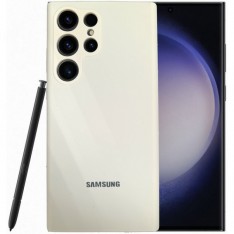 Чехол для Samsung S23 Ultra, Silicone Case, с логотипом, кремовый