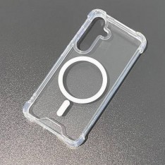 Комбинированный (поликарбонат+силикон) чехол для Samsung S24 Plus, Yesido PC04, c MagSafe, прозрачный