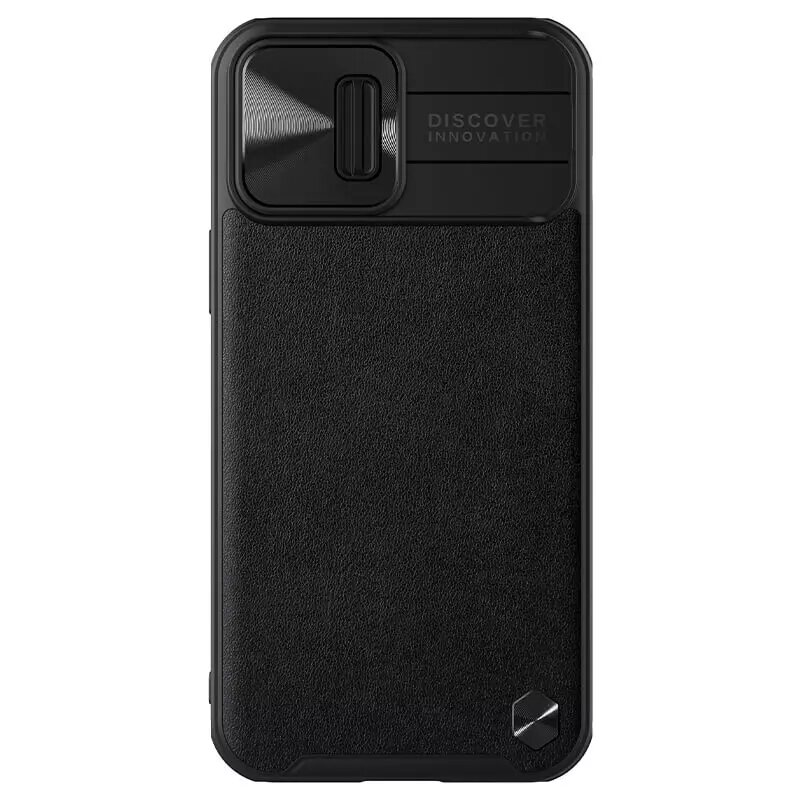 Чехол CamShield Leather Case для iPhone 13 Pro Max с окошком, черный Чехол CamShield Leather Case для iPhone 13 Pro Max с окошком, черный