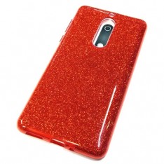для Nokia 5 Двуxслойный силиконовый чехол-накладка с блёстками красный