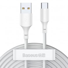 Кабель для зарядки USB - Type-C Baseus TZCATZJ-02 5A 1.5m белый. 2шт в комплекте.