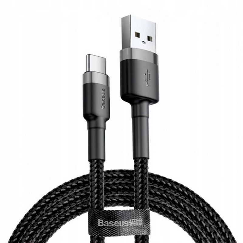 Кабель для айфона 17 (USB - Type-C) Baseus CATKLF-UG1 Cafule Cable 3m Gray+Black