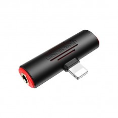 Конвертер 2-в-1 lightning to 3.5mm Borofone BV7, аудио адаптер, чёрный