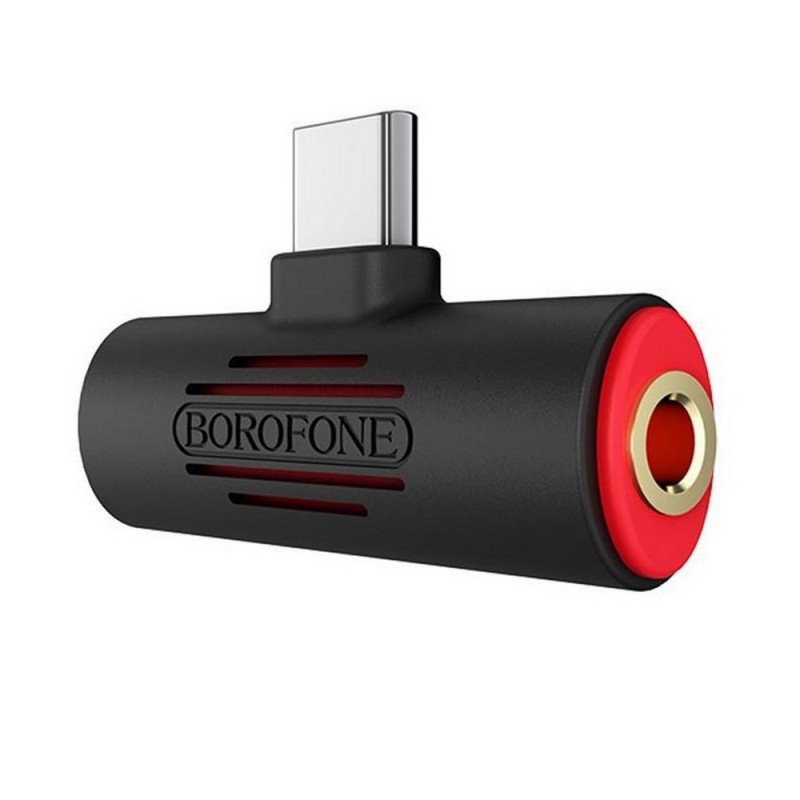 Конвертер 2-в-1 Type-C to 3.5mm Borofone BV8, аудио адаптер, чёрный