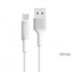 Кабель MicroUSB для зарядки телефона и синхронизации данных, Borofone BX1 1м, цвет белый