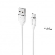 Кабель MicroUSB для зарядки телефона и синхронизации данных, Borofone BX19 1м, цвет белый