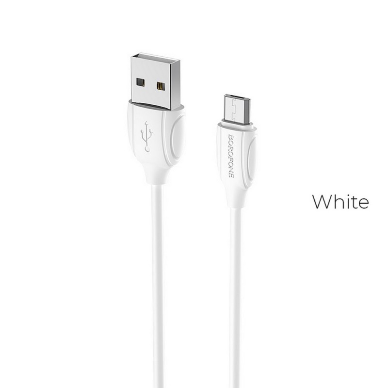 Кабель MicroUSB для зарядки телефона и синхронизации данных, Borofone BX19 1м, цвет белый