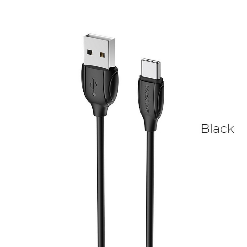Кабель Type-C для зарядки телефона и синхронизации данных, Borofone BX19 1м, цвет черный