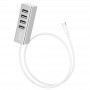 USB-HUB (разветвитель USB) Hoco HB1 Type-C на 4 USB порта (версии 2.0), цвет серебряный
