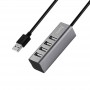 USB-HUB (разветвитель USB) Hoco HB1 USB на 4 USB порта (версии 2.0), цвет серый металлик
