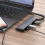 USB-HUB Type-C для зарядки и синхронизации данных Hoco HB12 на 4 USB порта (версии 3.0), цвет черный
