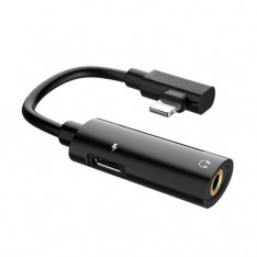 Адаптер Lightning to 3,5 мм, Lightning, Hoco LS17, audio converter, 2 в 1, цвет чёрный