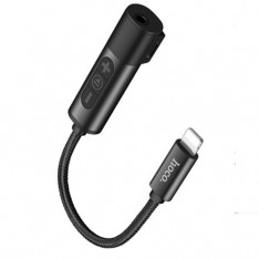 Адаптер Hoco LS6, Lightning с выходом на зарядку 2A и наушник 3,5мм, 2 in 1, audio converter, цвет чёрный