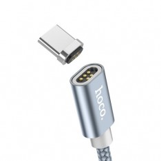 Кабель USB - Type C, магнитный, Hoco U40A Magnetic, цвет серый металлик