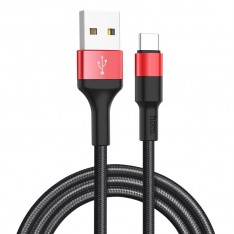 Кабель Type-c USB для зарядки телефона и синхронизации данных, Hoco X26 1м, цвет черный/красный