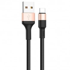 Кабель Type-c USB для зарядки телефона и синхронизации данных, Hoco X26 1м, цвет черный/золотой