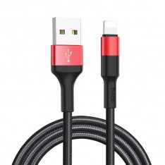 Кабель для Iphone lightning USB для зарядки телефона и синхронизации данных, Hoco X26 1м, цвет черный/красный