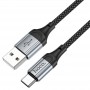 Кабель Hoco X102 USB  - Type-C (нейлон 1м., 2.4A) цвет: черный