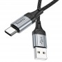Кабель Hoco X102 USB  - Type-C (нейлон 1м., 2.4A) цвет: черный
