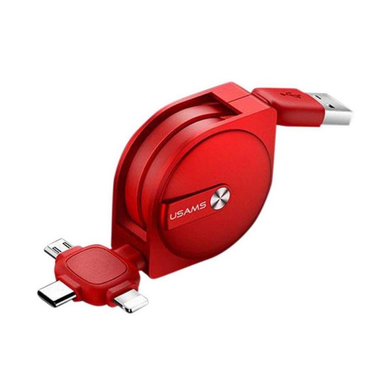 Кабель для зарядки телефона и синхронизации данных Usams U17 Lightning/Micro/Type-C, 1м, красный
