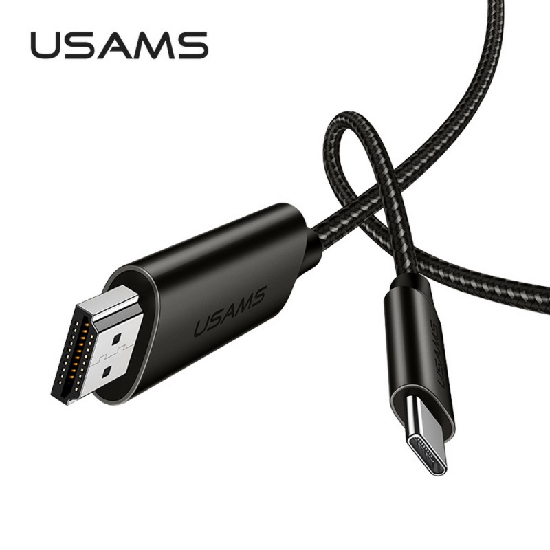 Адаптер USAMS US-SJ282 U22 HDMI 4K HD to Type-C, черный Адаптер USAMS US-SJ282 U22 HDMI 4K HD to Type-C, черный