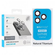 Защитное стекло на линзы камер Apple iPhone 16 Pro / 16 Pro Max, KuZoom Real Saphire, Natural