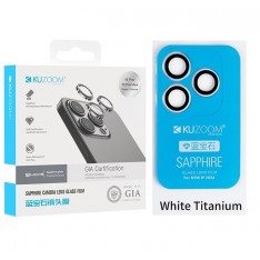 Защитное стекло на линзы камер Apple iPhone 16 Pro / 16 Pro Max, KuZoom Real Saphire, White