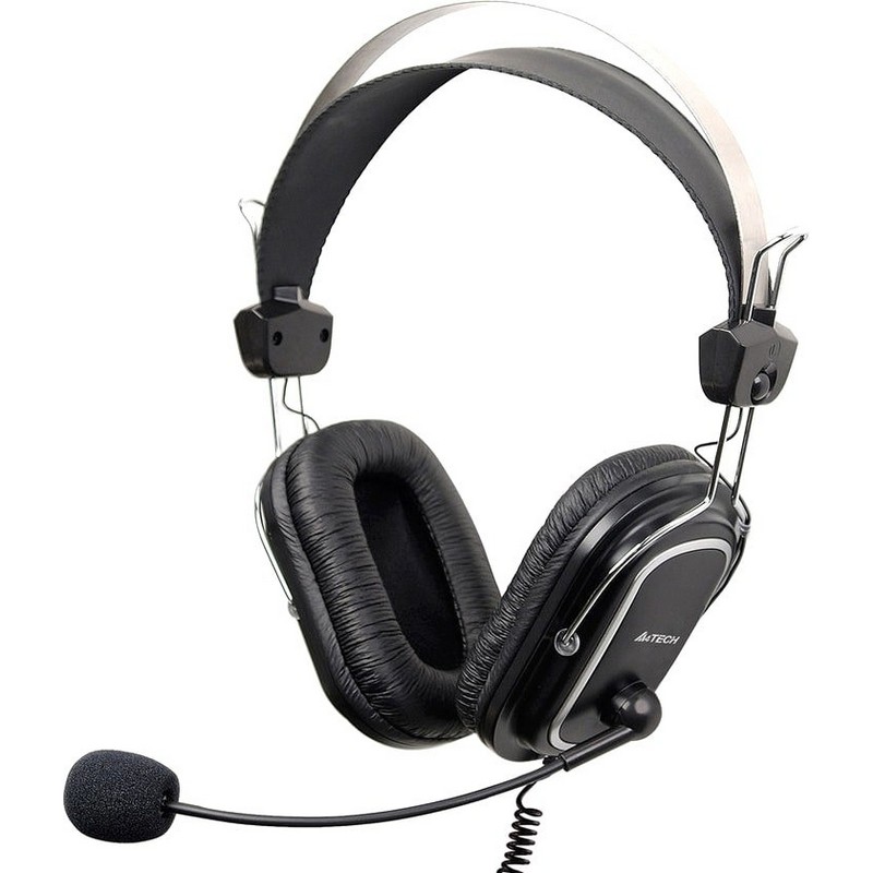 Компьютерные наушники с микрофоном A4Tech HU-50, черный Компьютерные наушники с микрофоном A4Tech HU-50, черный