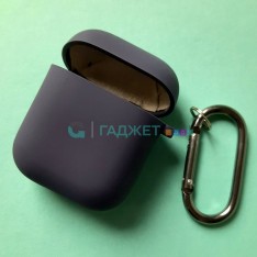 Силиконовый чехол для AirPods 1 / 2, с карабином, цвет 15, темно-синий