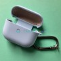 Силиконовый чехол для AirPods 3, с карабином, цвет 04, бледно-голубой