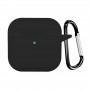 Чехол для AirPods 4, силиконовый с карабином / шнурком, черный