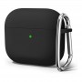 Чехол для AirPods 4, силиконовый с карабином / шнурком, черный
