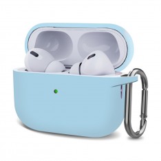 Чехол для AirPods Pro 2, силиконовый с карабином / шнурком, голубой