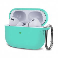Чехол для AirPods Pro 2, силиконовый с карабином / шнурком, ментол