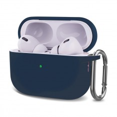 Чехол для AirPods Pro 2, силиконовый с карабином / шнурком, темно-синий