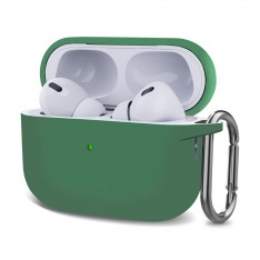 Чехол для AirPods Pro 2, силиконовый с карабином / шнурком, зеленый
