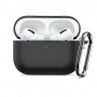 Чехол для AirPods Pro 3, силиконовый с карабином, черный